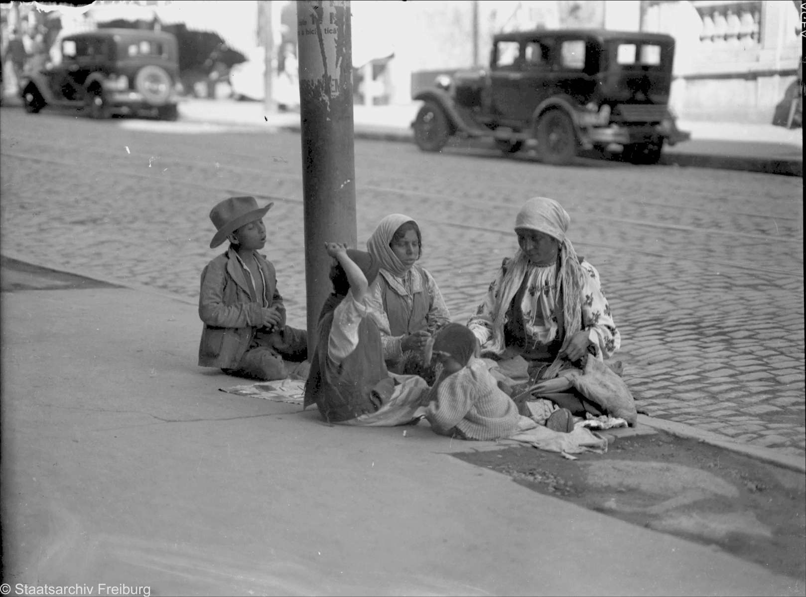 Gypsy family in the street